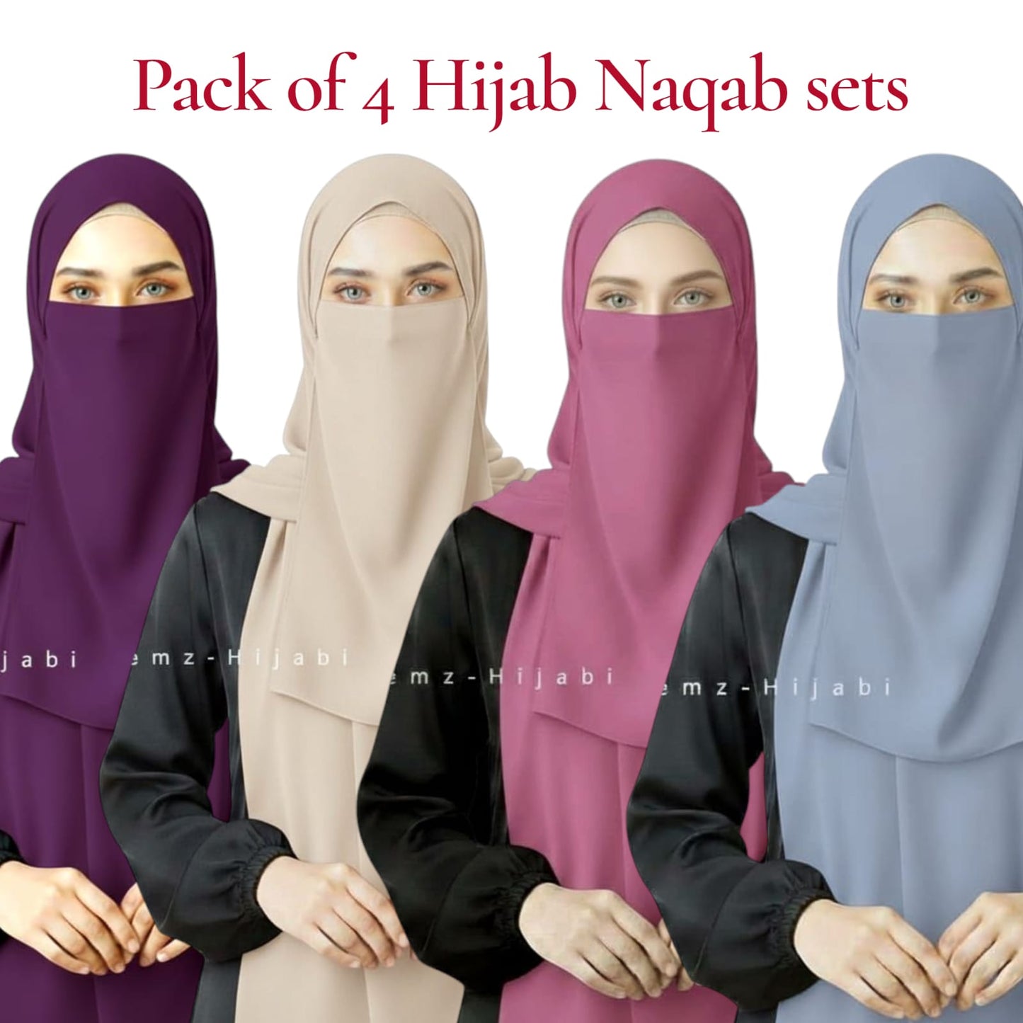 Bundle Of Four Hijab Naqab Set _Design3