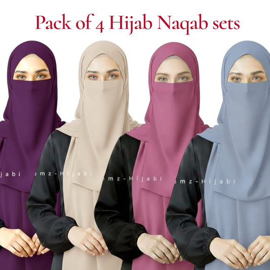 Bundle Of Four Hijab Naqab Set _Design3