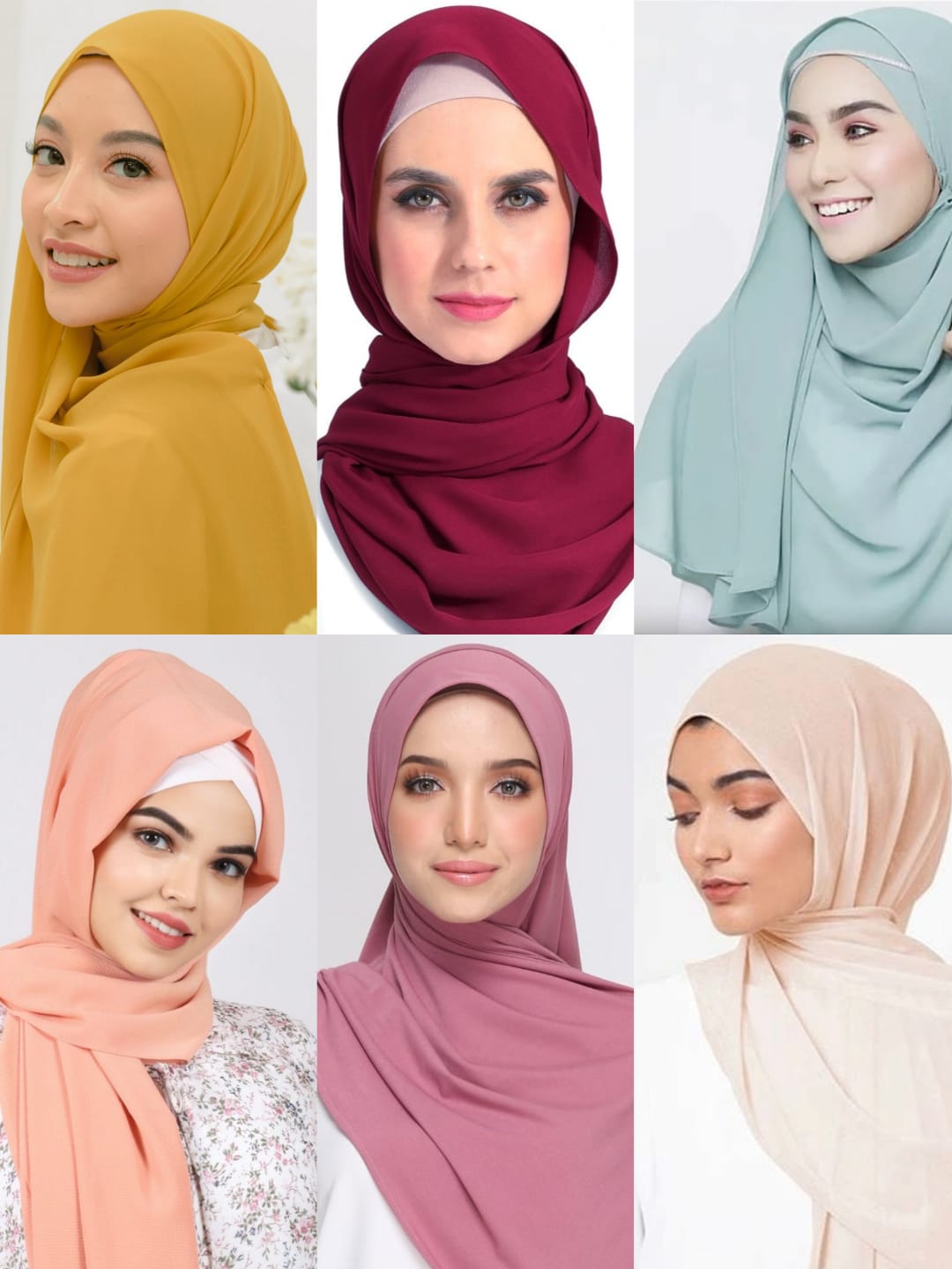Pack Of Six Chiffon Georegette Hijab _Design2