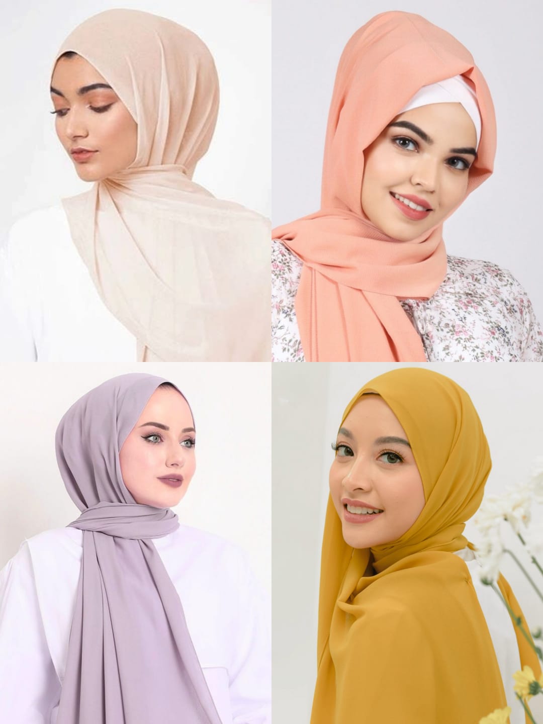 Pack Of Four Chiffon Georegette Hijab _Design4