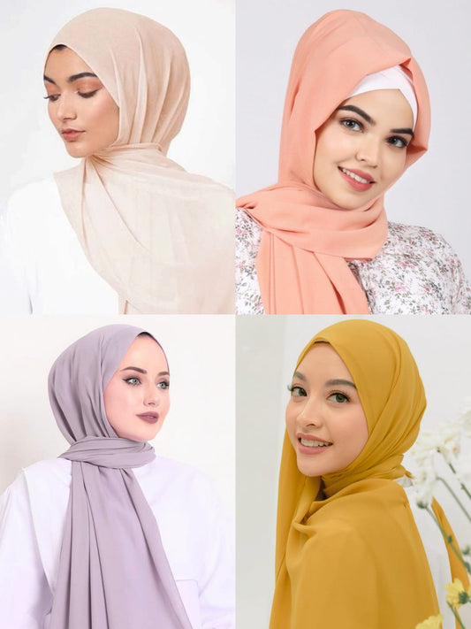 Pack Of Four Chiffon Georegette Hijab _Design4