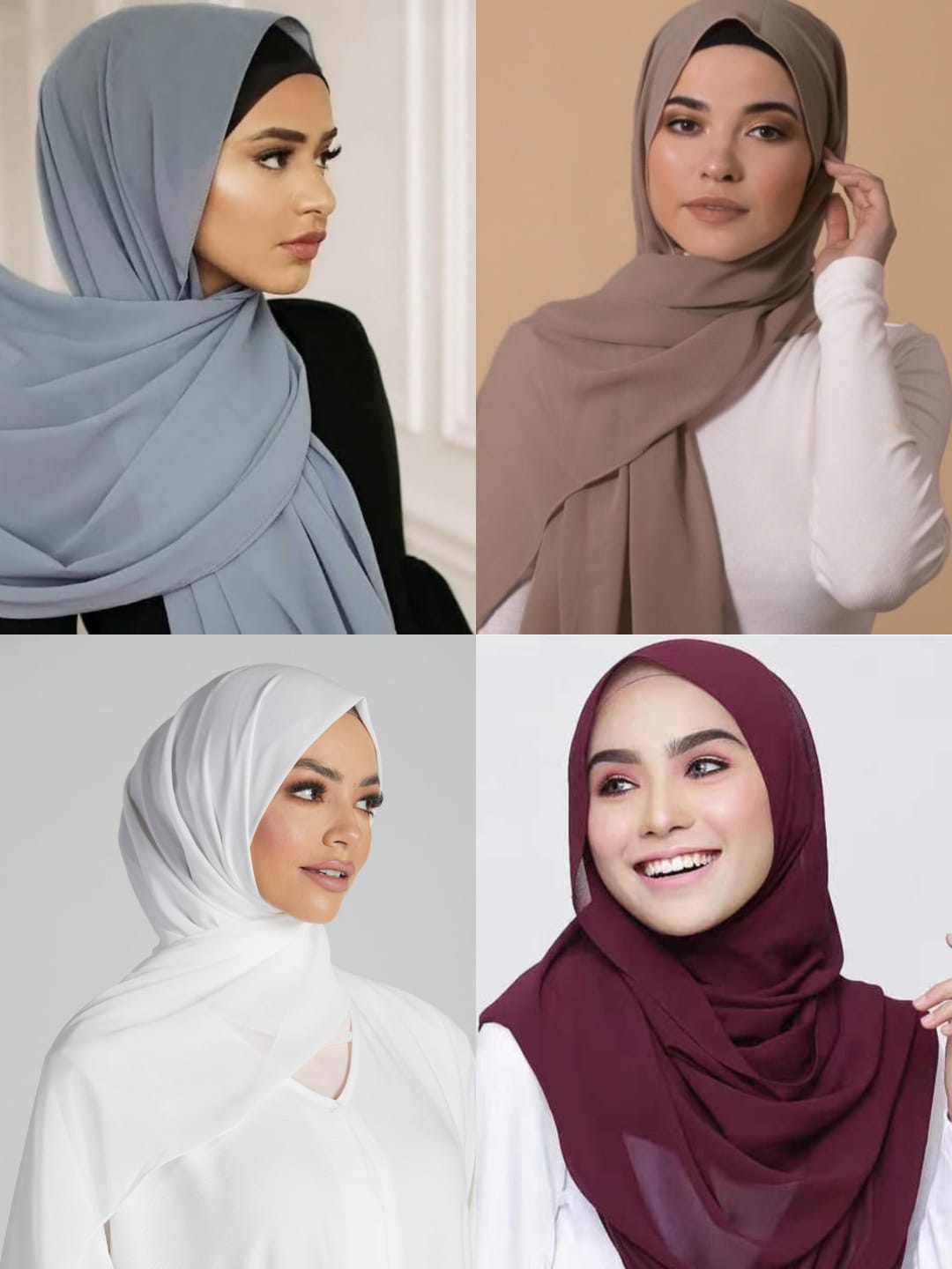 Pack Of Four Chiffon Georegette Hijab _Design9