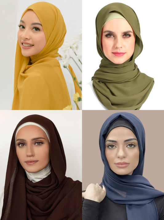 Pack Of Four Chiffon Georegette Hijab _Design2