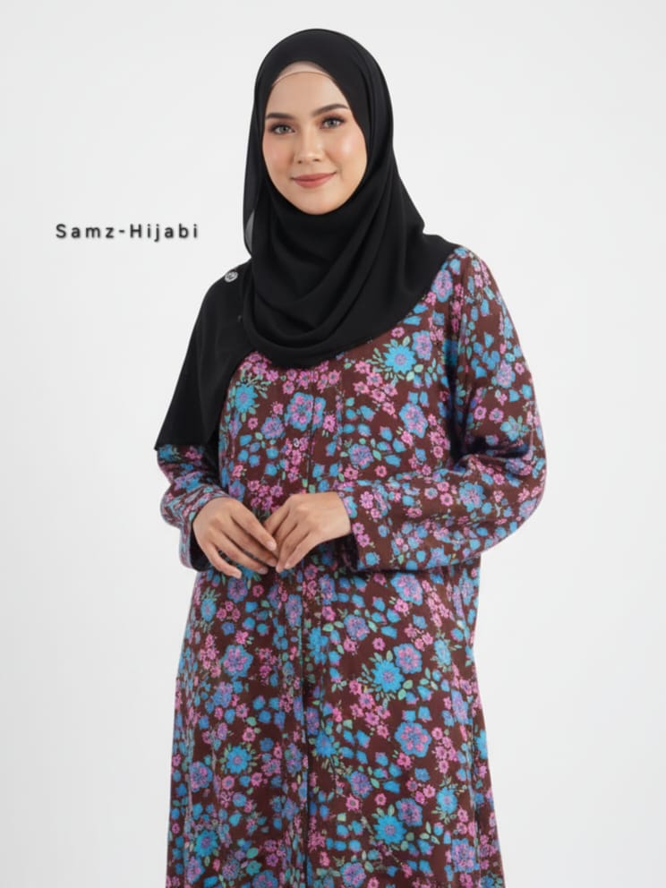 Printed Front Open Floral Abaya