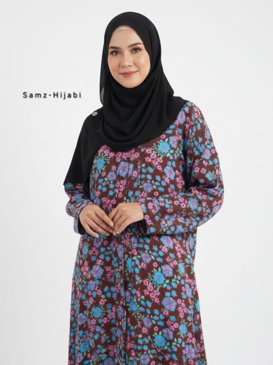 Printed Front Open Floral Abaya