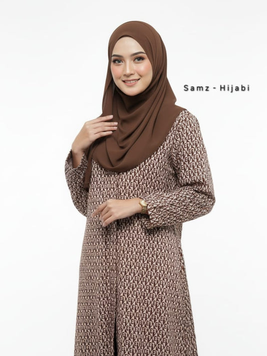 Printed Front Open F Pattern  Abaya