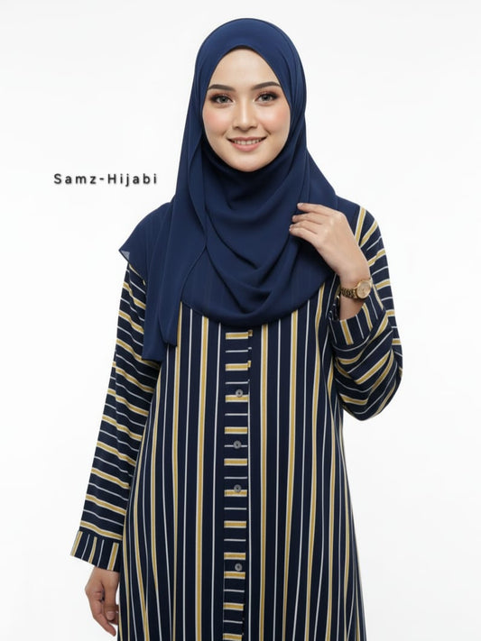 Printed Front Open Blue Straight Line