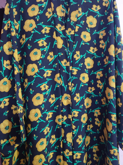 Printed Front Open Sunflower Abaya