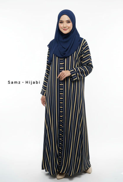 Printed Front Open Blue Straight Line