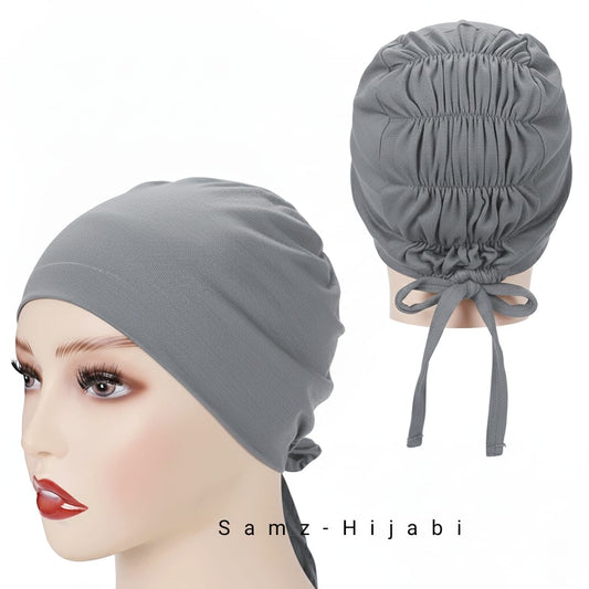 Ruffled Stretch Cap Light Grey