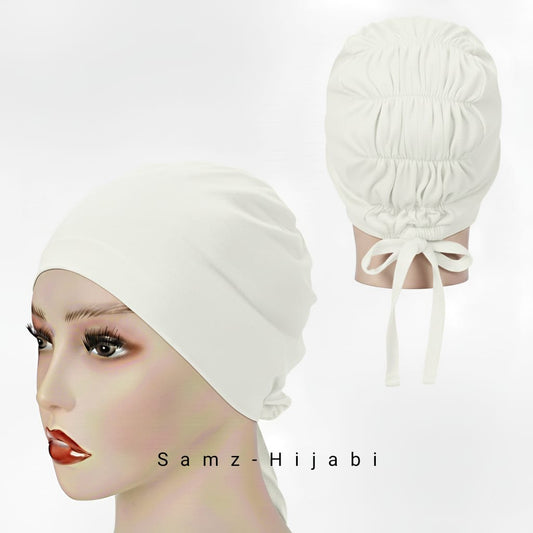 Ruffled Stretch Cap White