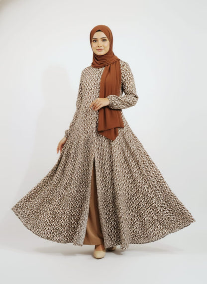 Printed Bottom Flare  Abaya Design 2