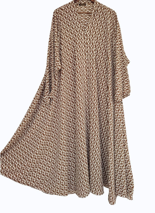 Printed Bottom Flare  Abaya Design 2