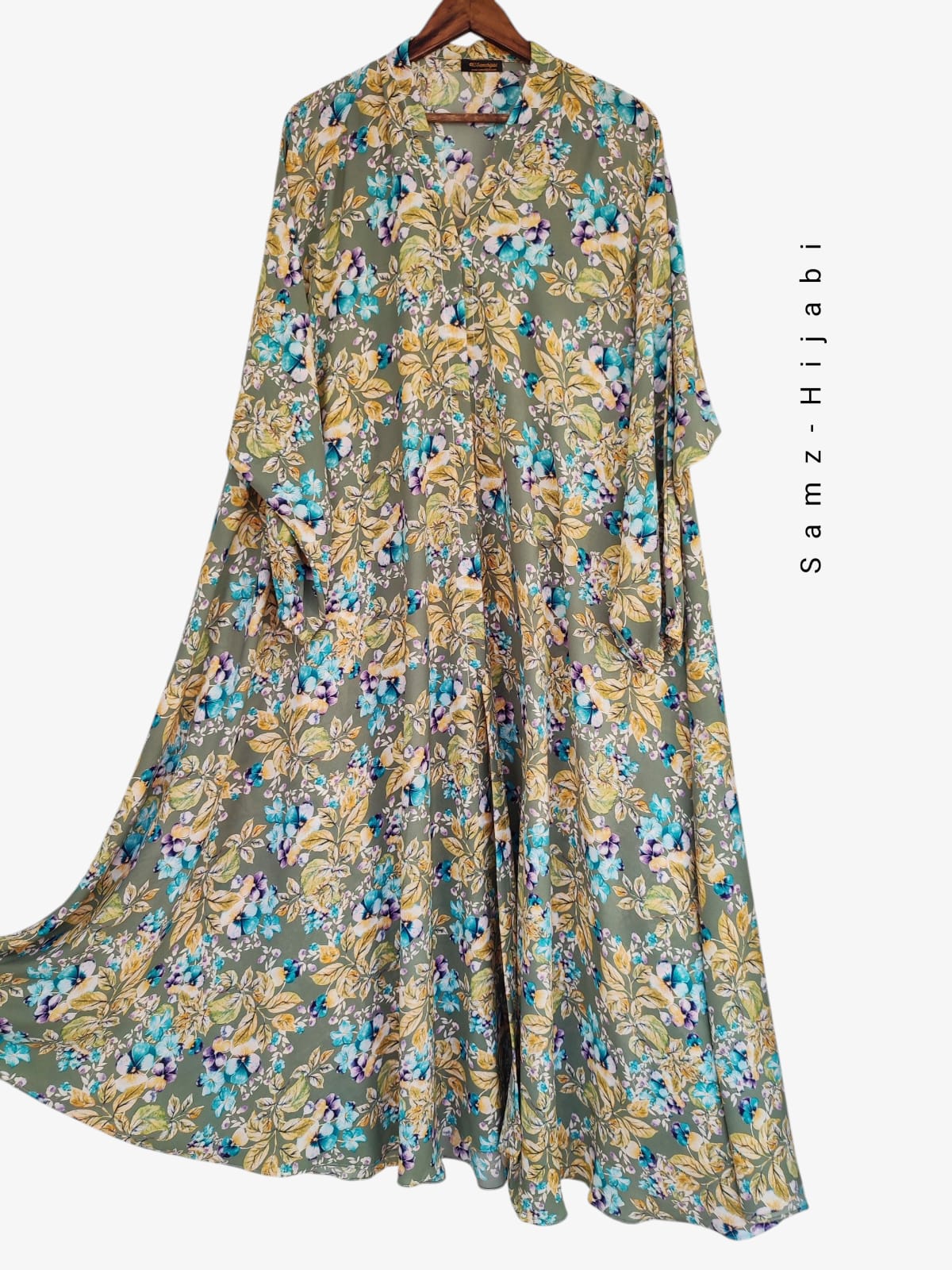 Printed Bottom Flare Abaya Design 3