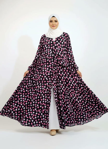 Printed Bottom Flare Abaya Design 6