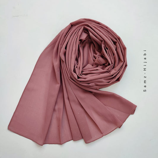 Sparkling Glitter Chiffon Hijab-Toasted Mauve