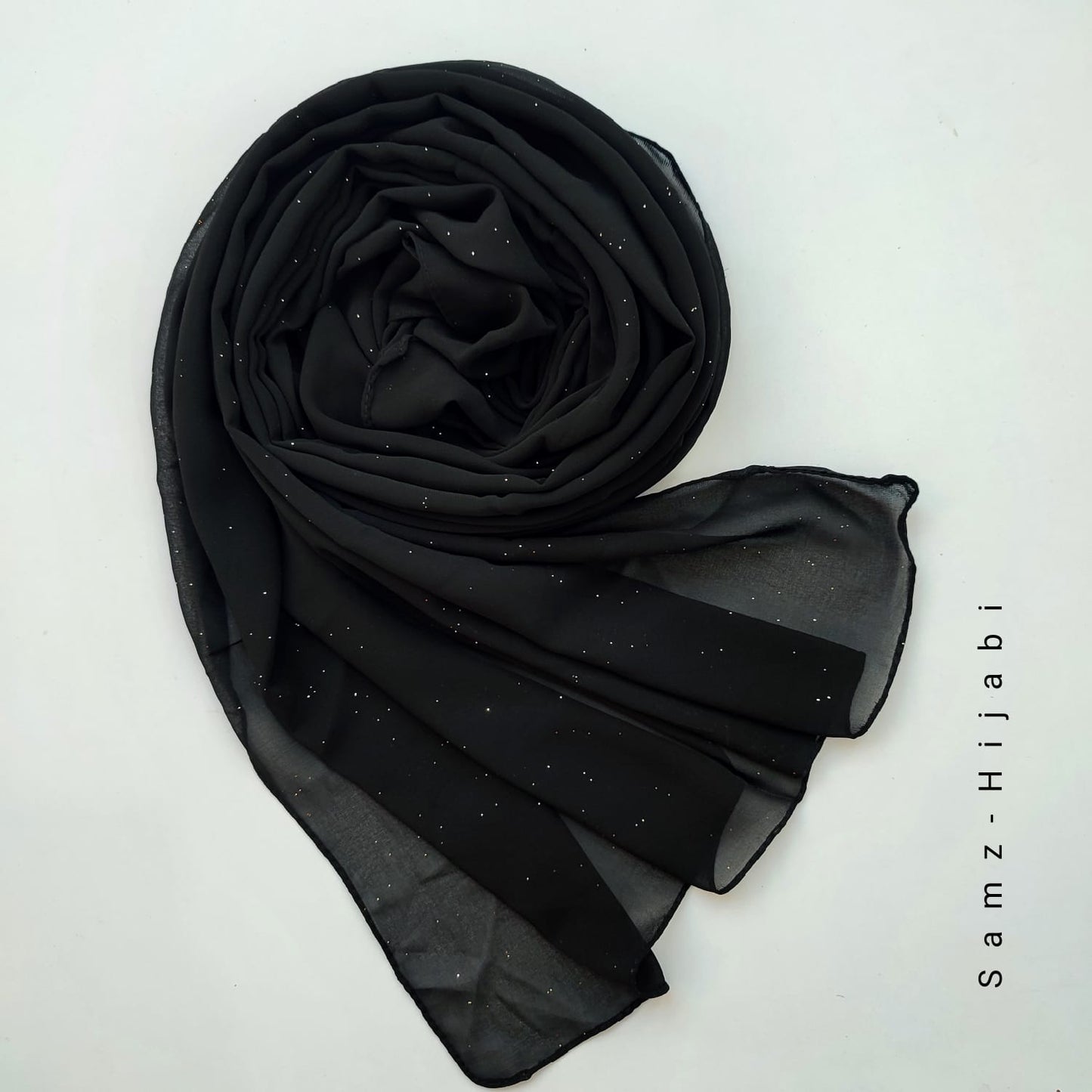 Sparkling Glitter Chiffon Hijab- Black