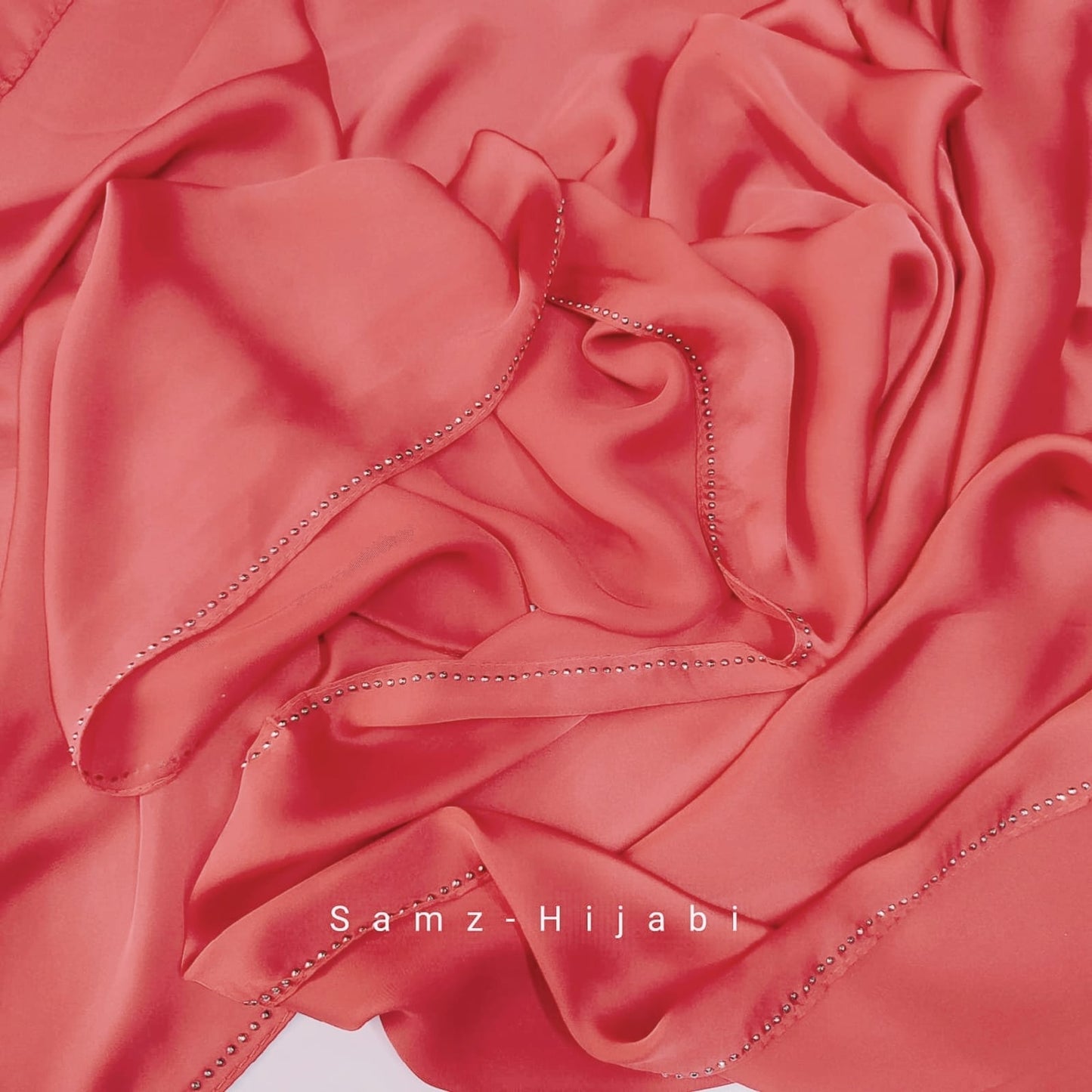 Satin Silk Stone Hijab Peach