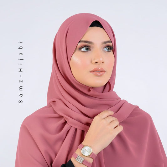 Watch Bracelet And Hijab Set _ Rose Pink