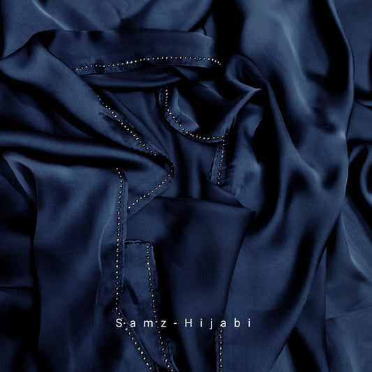 Satin Silk Stone Hijab Dark Navy