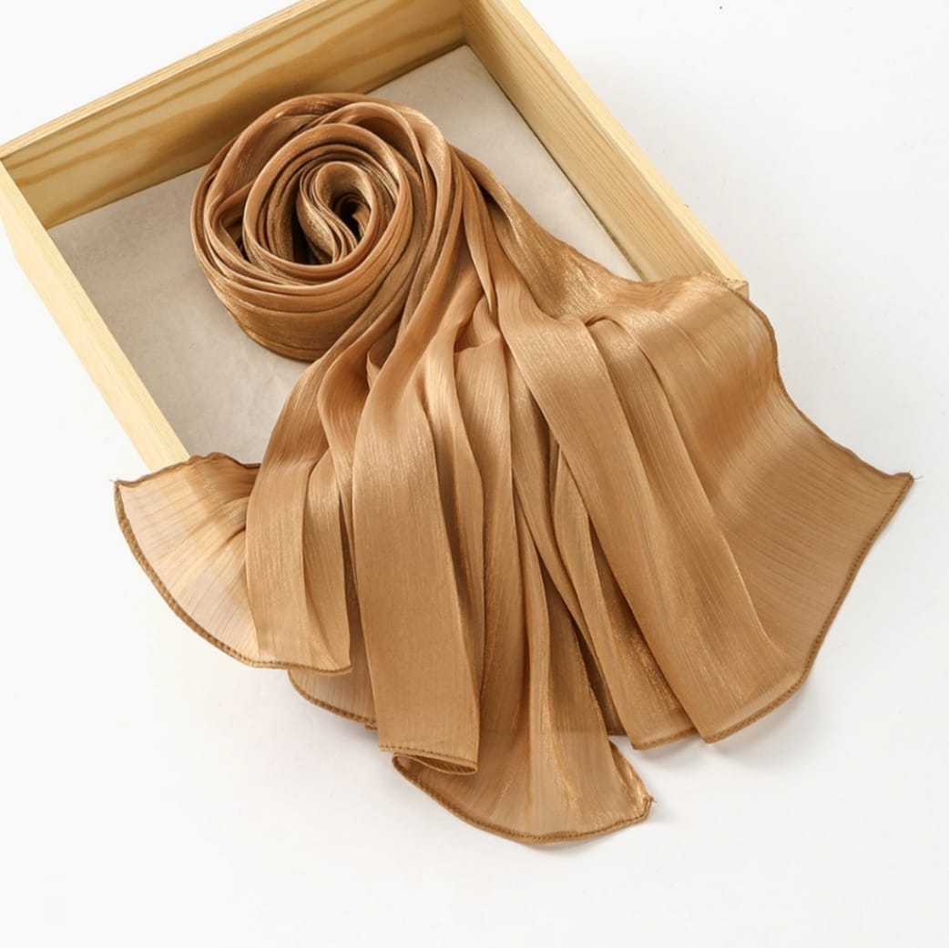 Organza Silk Hijab _Dark Khakhi