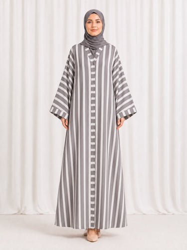 Printed Front Open Straight Abaya (01)