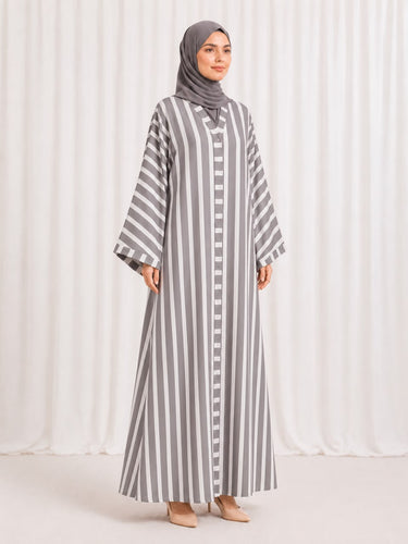 Printed Front Open Straight Abaya (01)