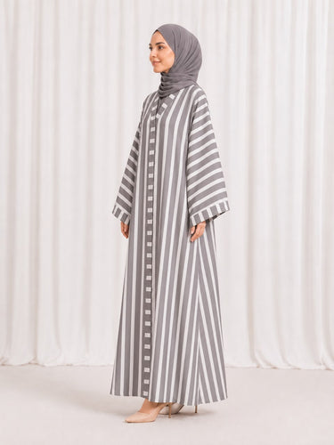 Printed Front Open Straight Abaya (01)