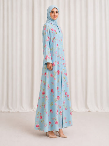 Printed Front Open Straight Abaya (08)