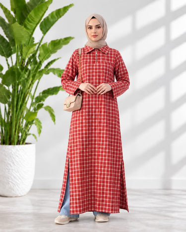 Check Pockets Modest Outfit With Hijab