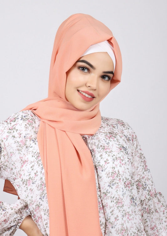 Chiffon Georgette Hijab - Apricot peach