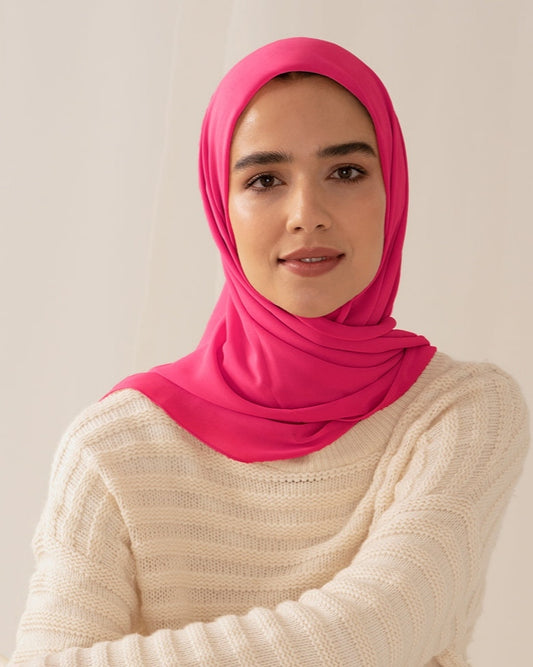 Chiffon Georgette Hijabs - Hot Pink