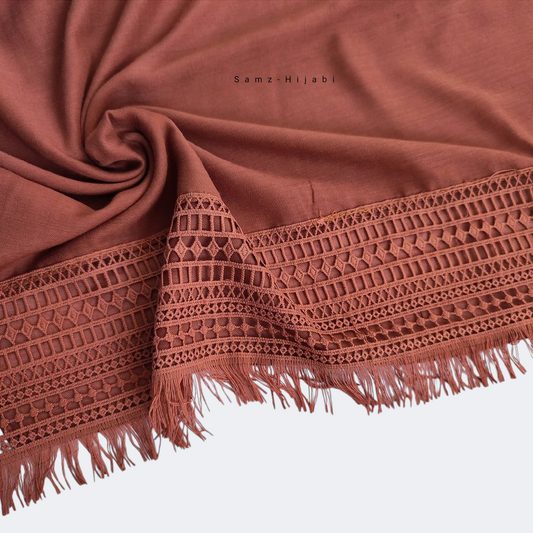 Lace-Edges Hijab - Pumpkin