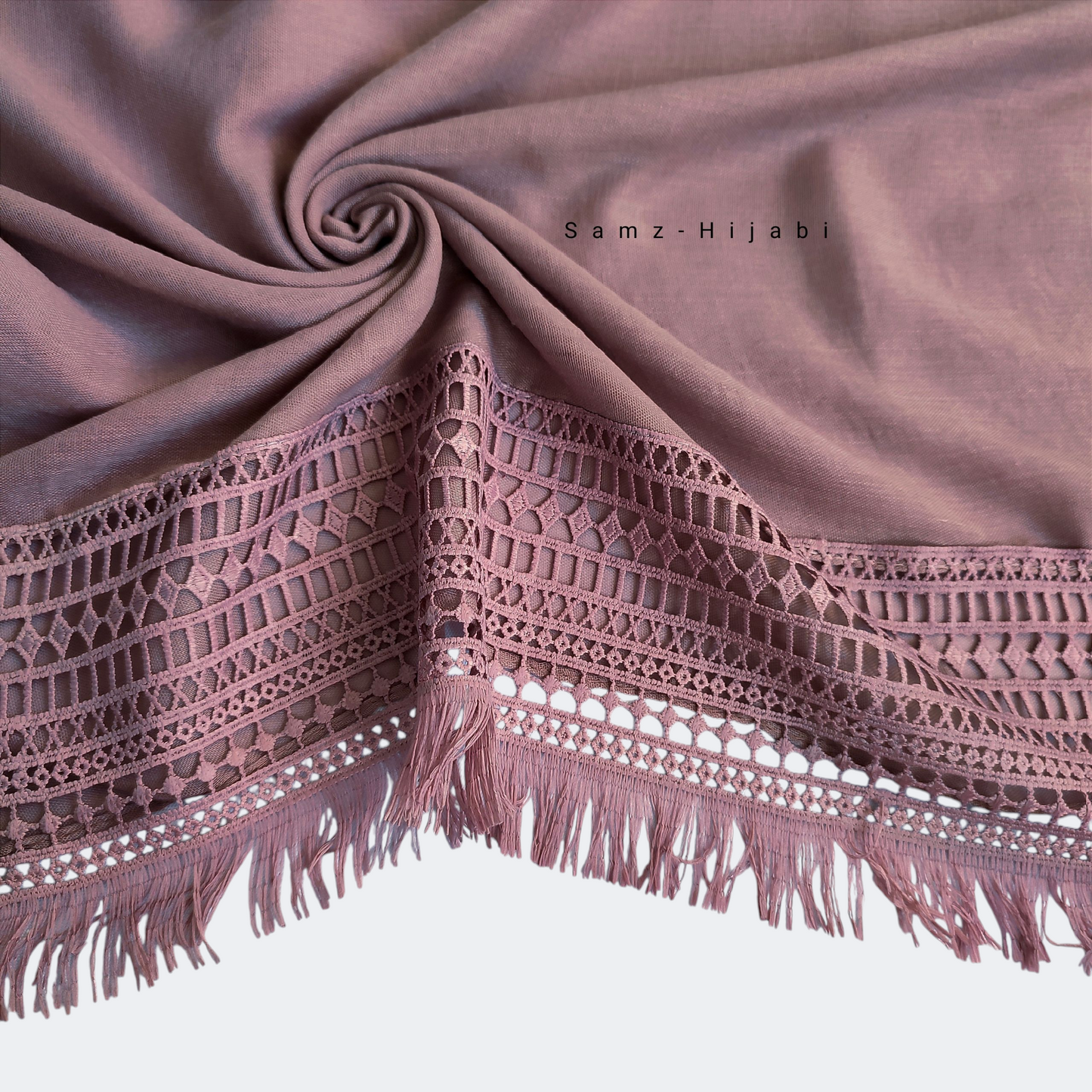 Lace-Edges Hijab Dusty Tea pink