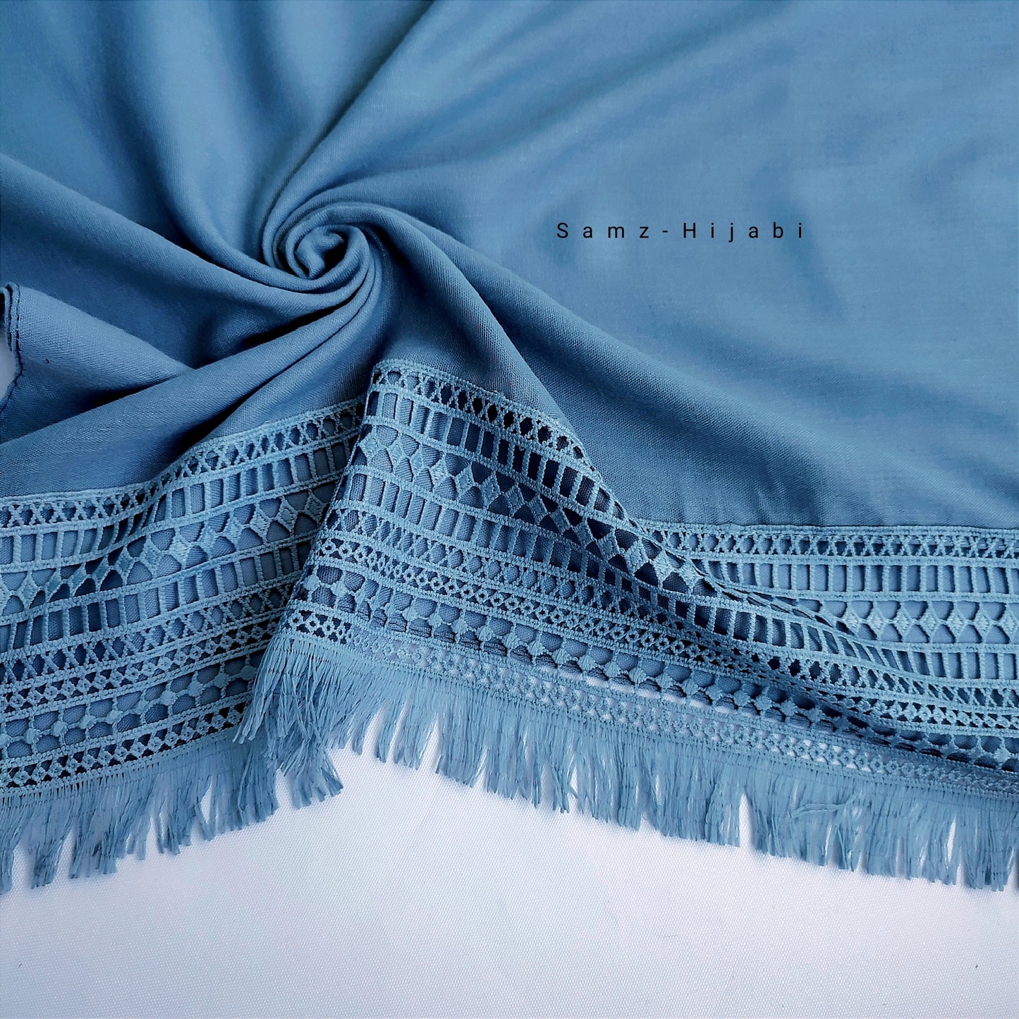 Lace-Edges Hijab Denim light