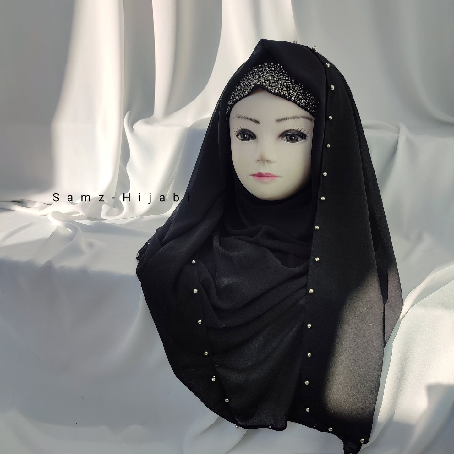 Arabic Sequence Hijab- Black