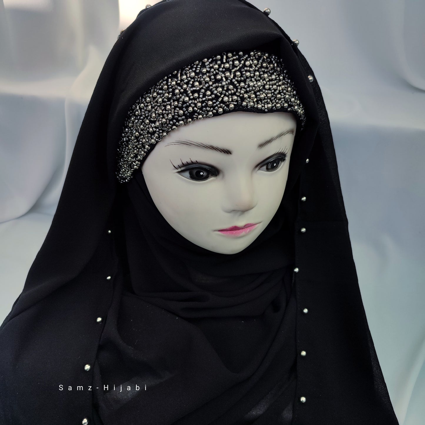 Arabic Sequence Hijab- Black