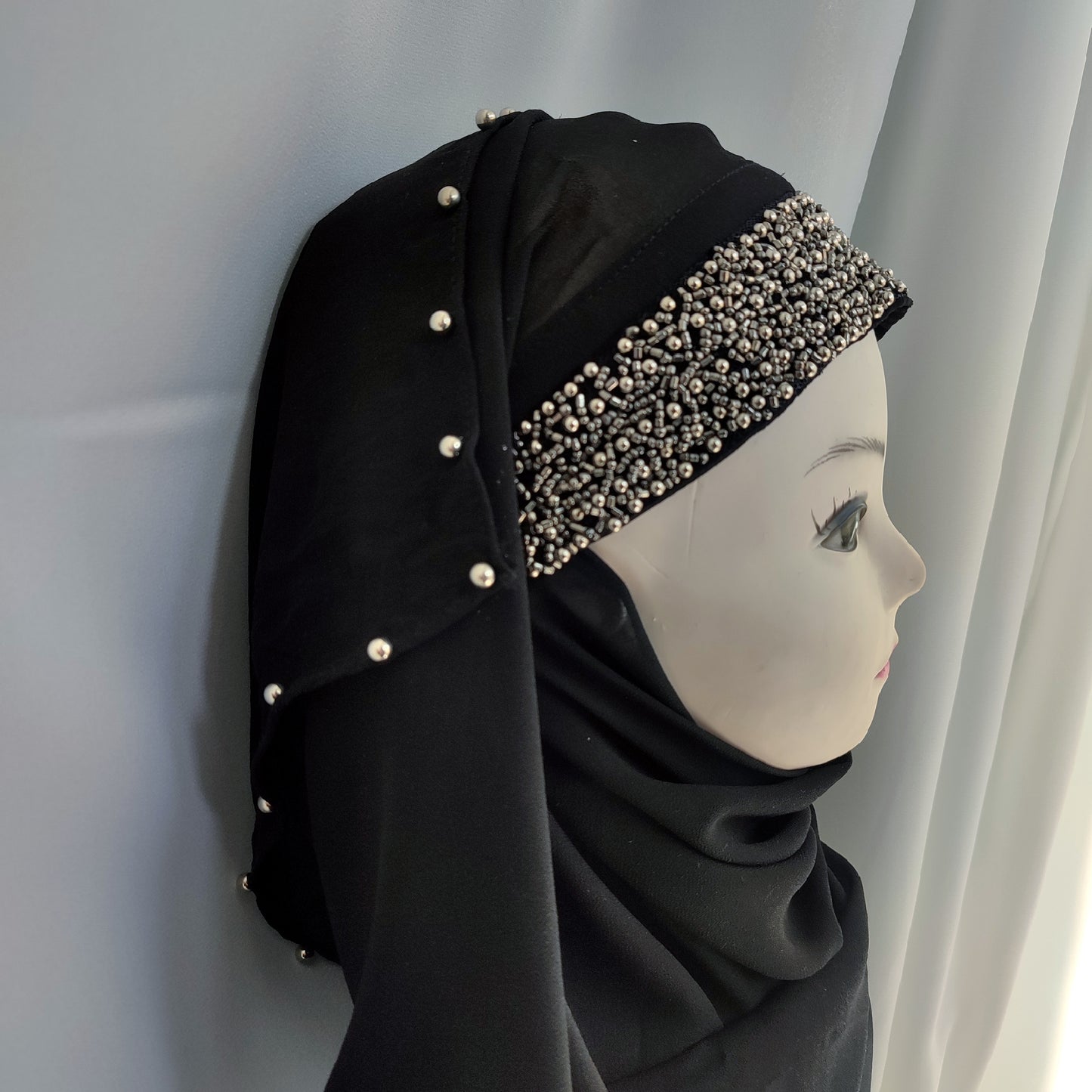 Arabic Sequence Hijab- Black