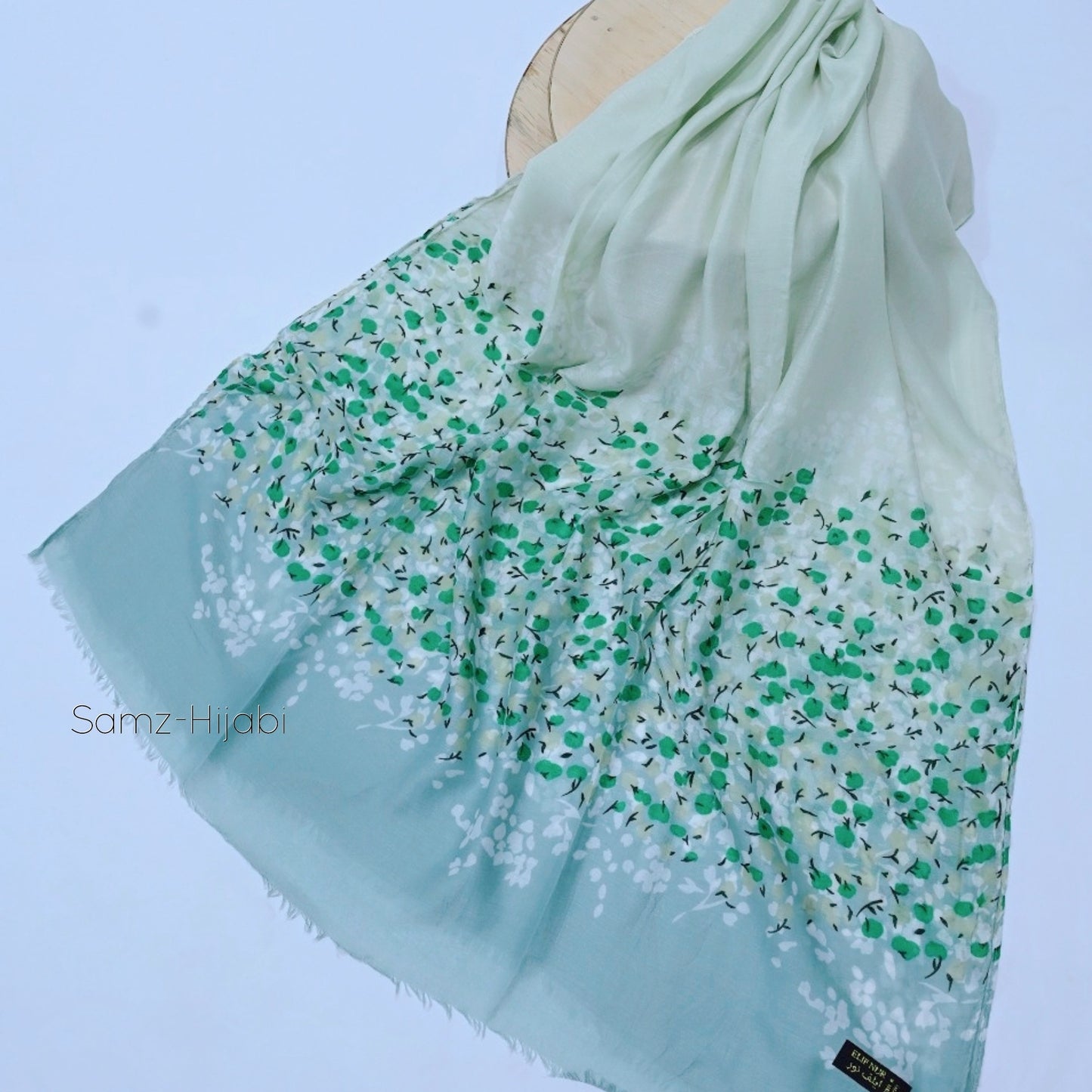 Floral Splash Printed Lawn Hijab-mint