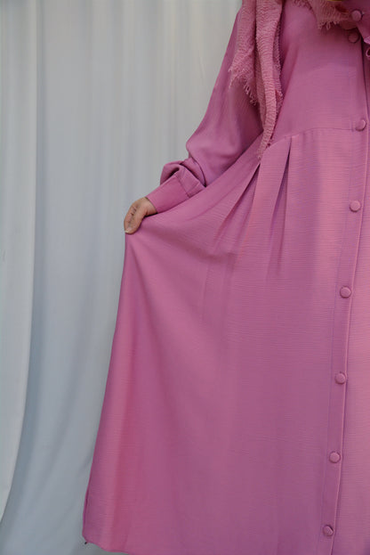 Zoom Nida Open Abaya -Pink