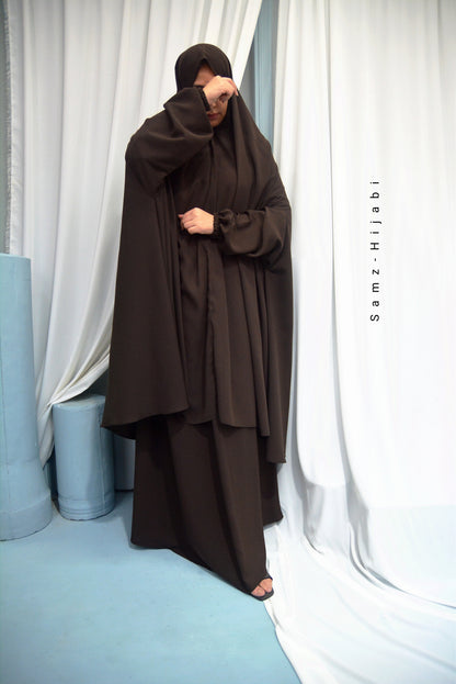 Two in One Saudi Jilbab - chocolate brown