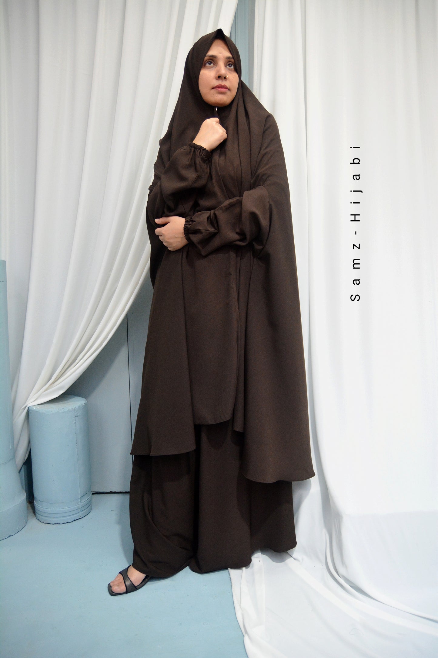 Two in One Saudi Jilbab - chocolate brown