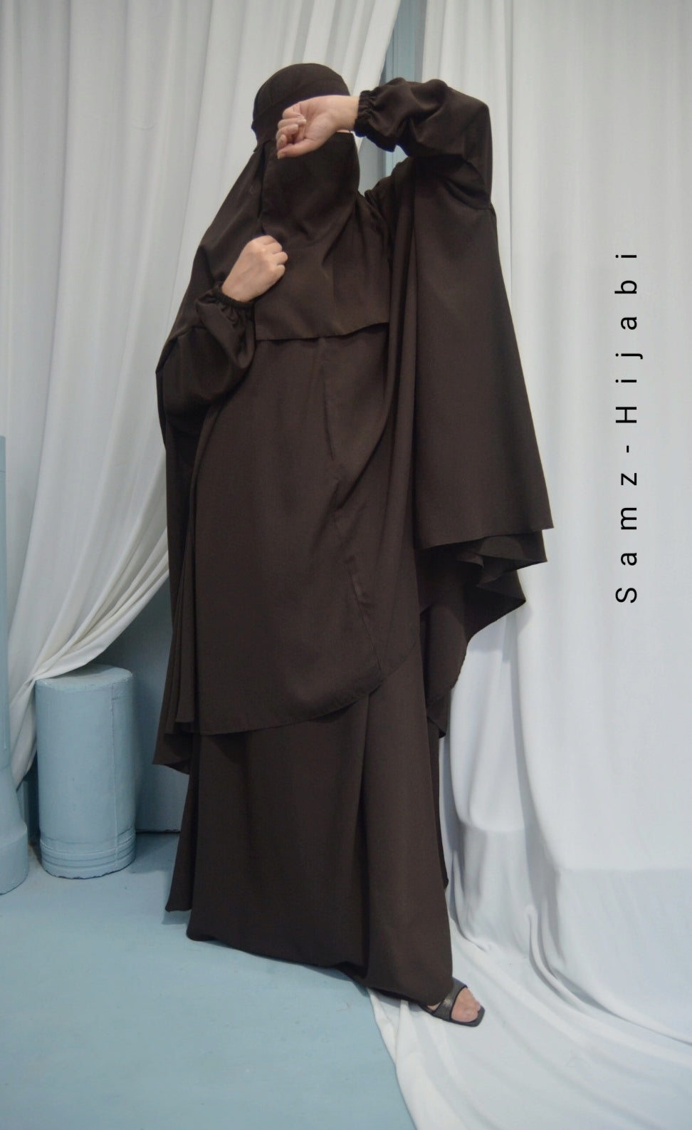 Two in One Saudi Jilbab - chocolate brown