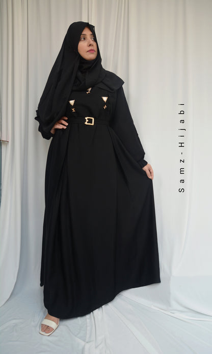 Monochrome Studs Abaya- Black