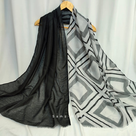 Diamond Art Lawn Hijab- Black