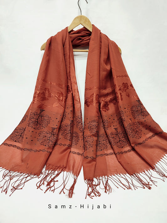 Bottom Tree Lawn Hijab - Burnt orange