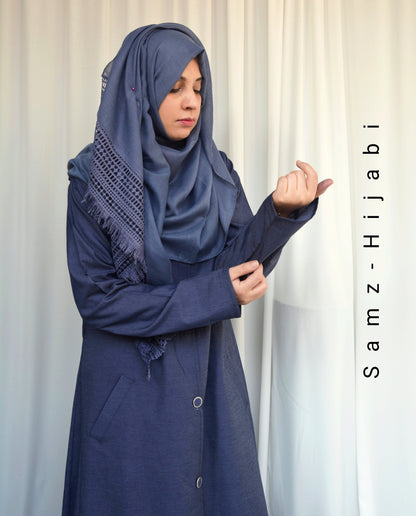 Summer Denim Coat Abaya - Denim Dark