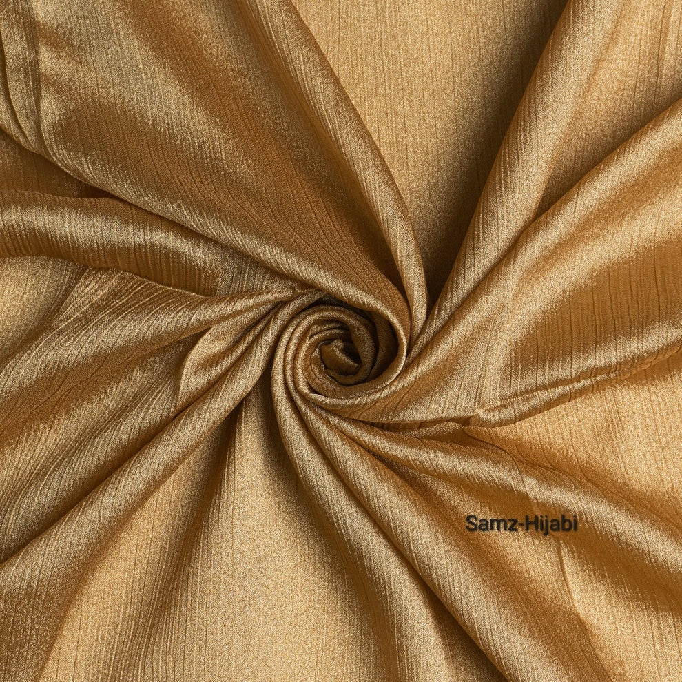 Luminous Crinkle Silk Hijab Honey Gold