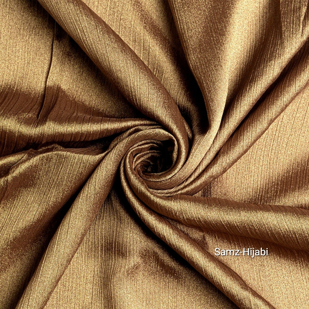 Luminous Crinkle Silk Hijab- Copper Gold