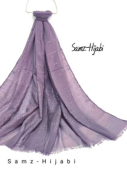 Sequence Border Lawn Hijab Mauve